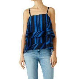 Blue striped spaghetti strap blouse